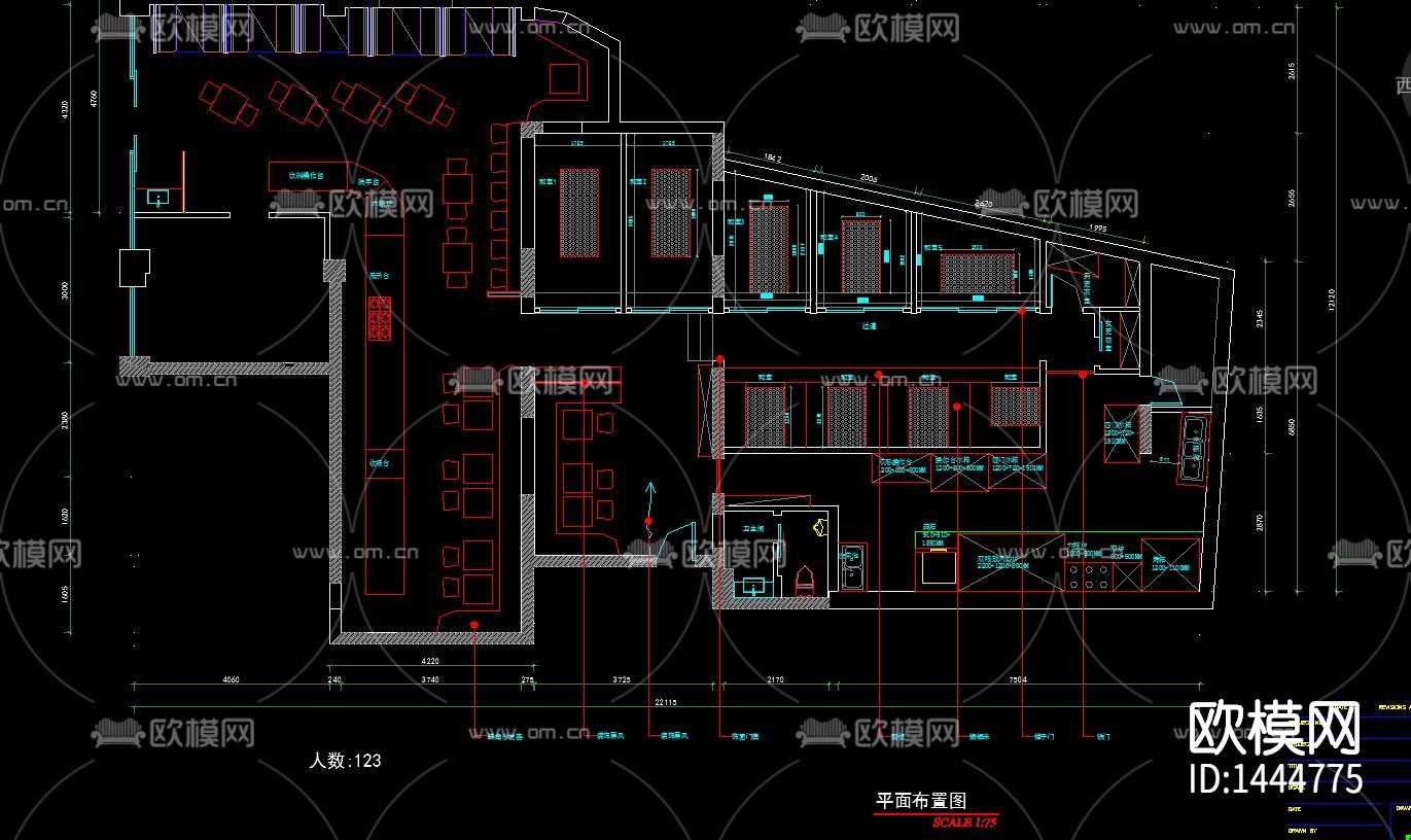 日式餐厅cad施工图