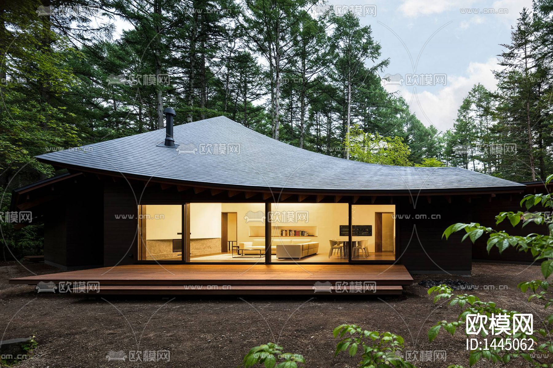 森林别墅外景贴图-免费3dmax模型库-欧模网