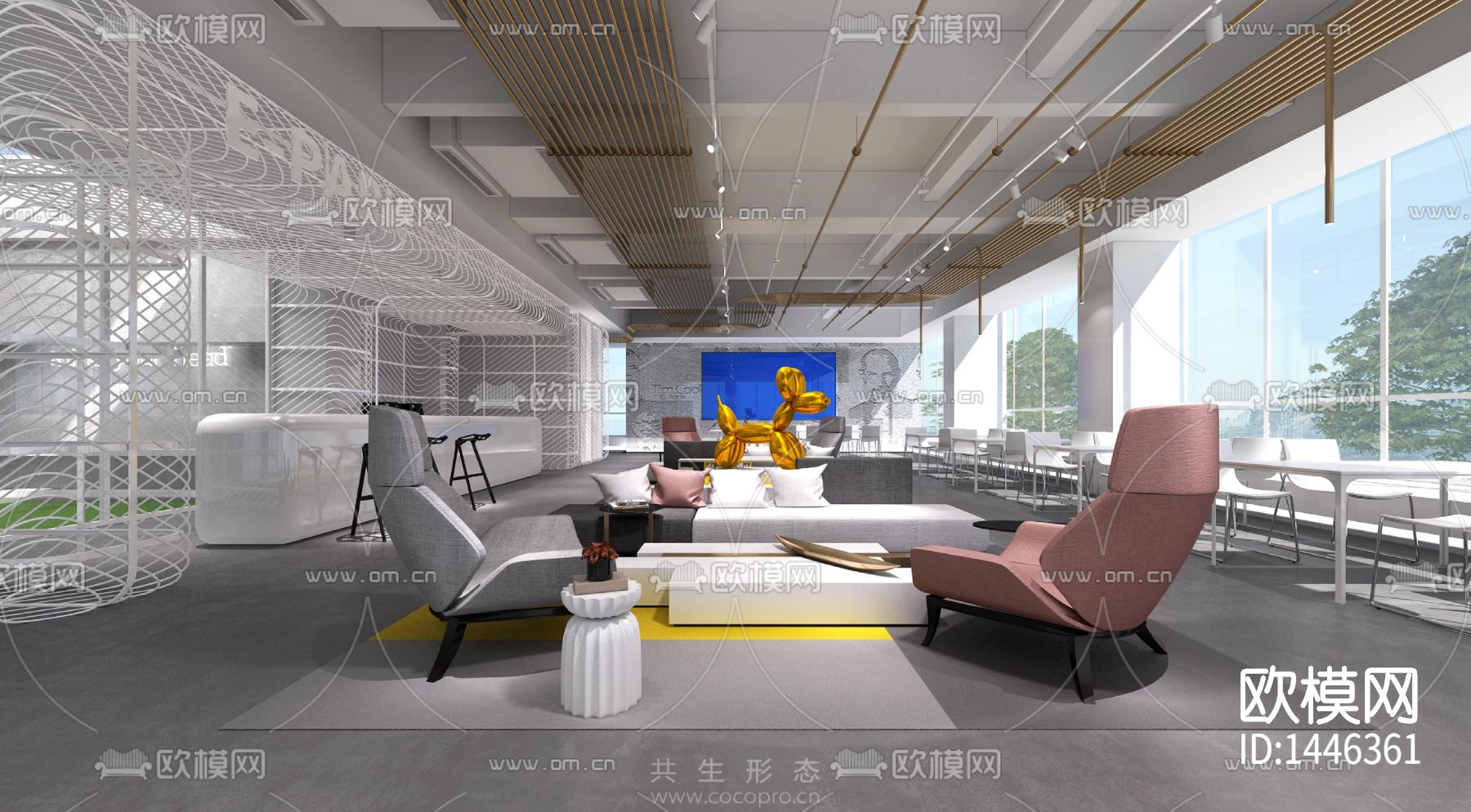 创意园企业会所cad施工图下载（渲染图1）