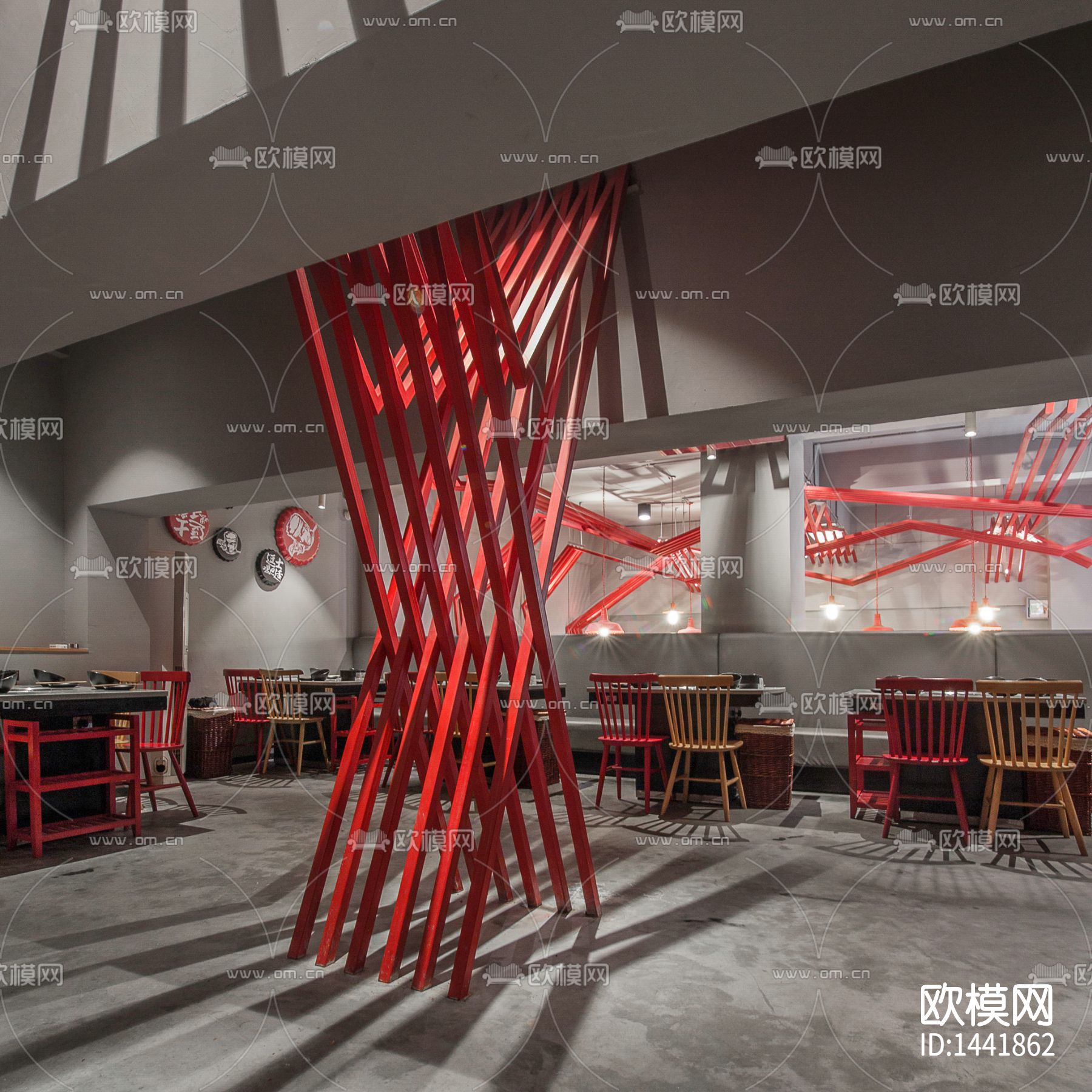 重庆逗士串串餐厅cad施工图下载（渲染图6）