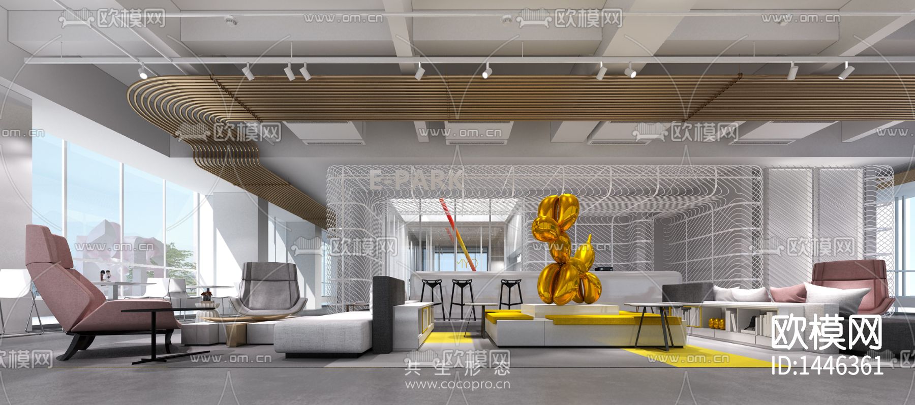 创意园企业会所cad施工图下载（渲染图7）