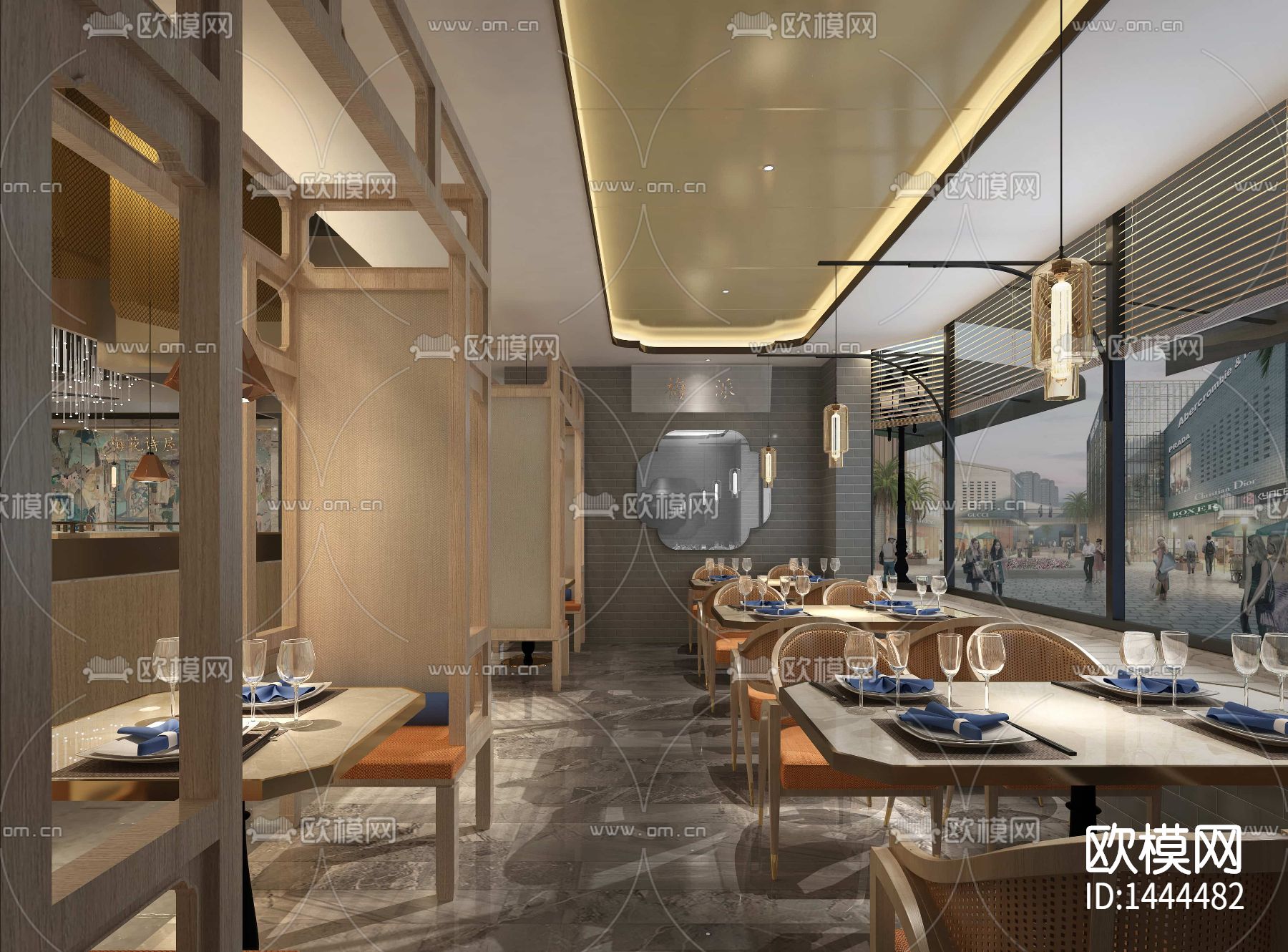 餐厅cad施工图下载（渲染图3）