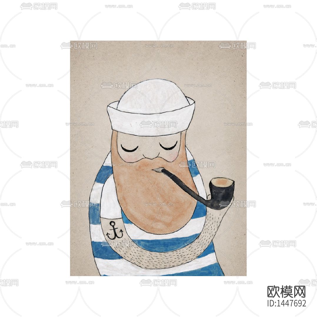 北欧简约创意水手简笔画装饰画下载