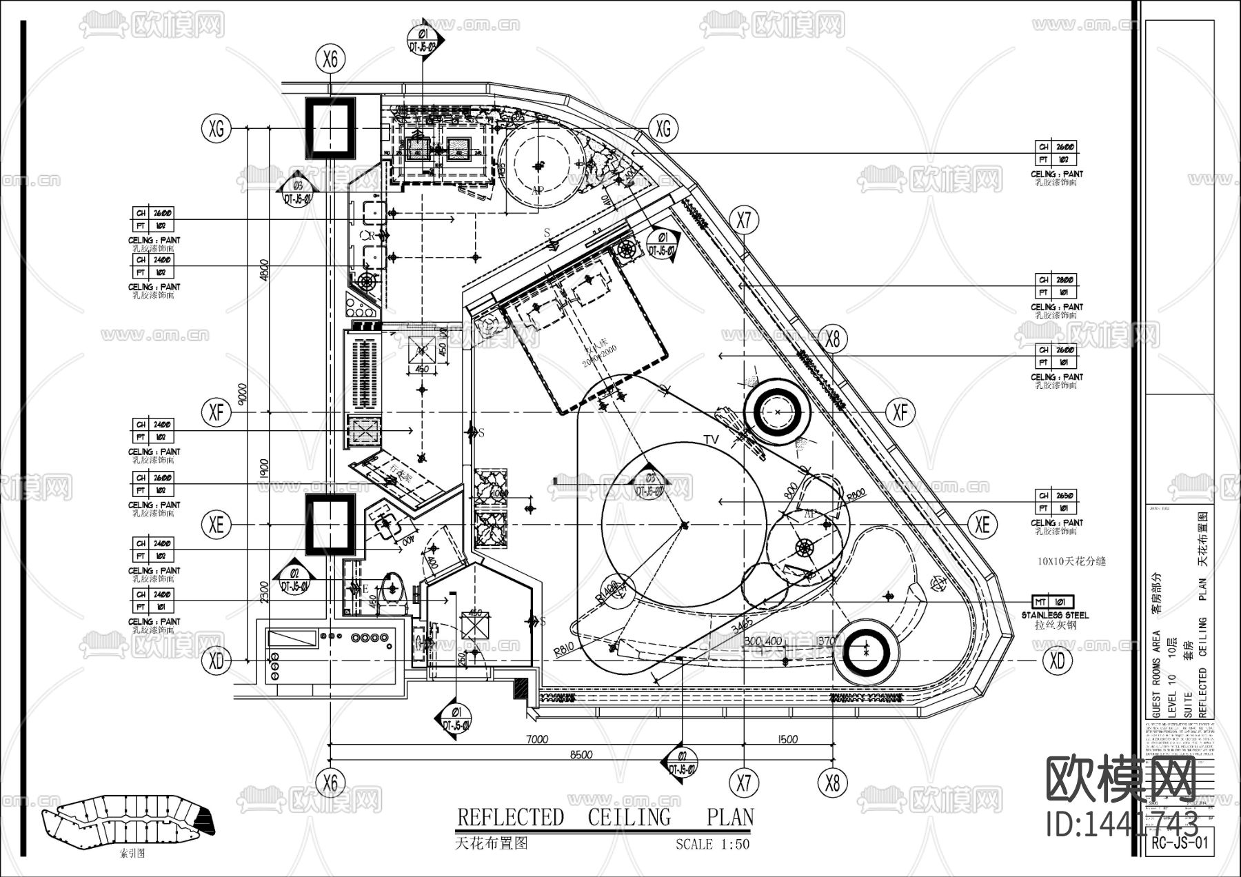 现代酒店客房样板间cad施工图下载（渲染图3）