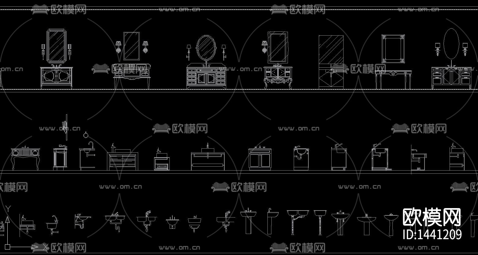 淋浴浴缸洁具台盆水池cad图库下载（渲染图4）