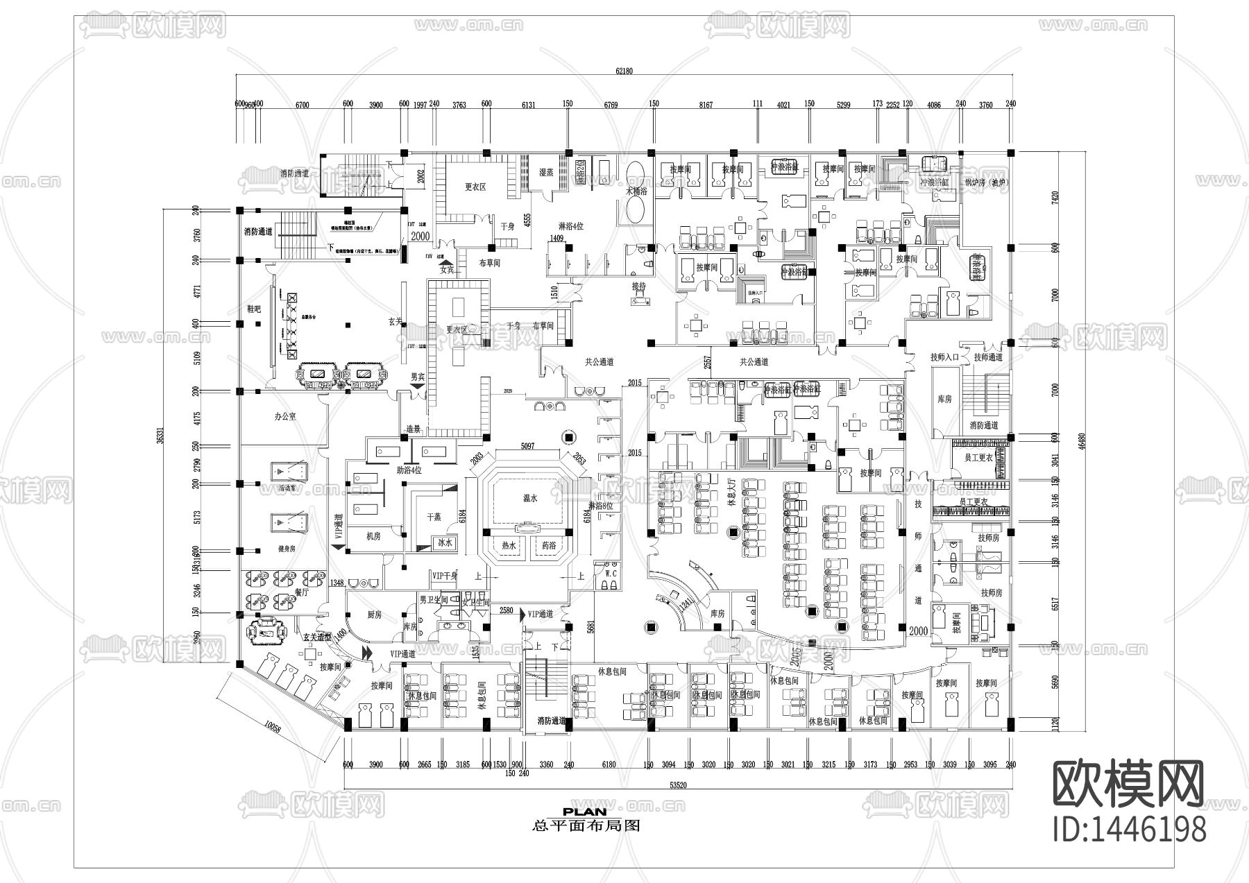 洗浴中心SPA会所cad施工图