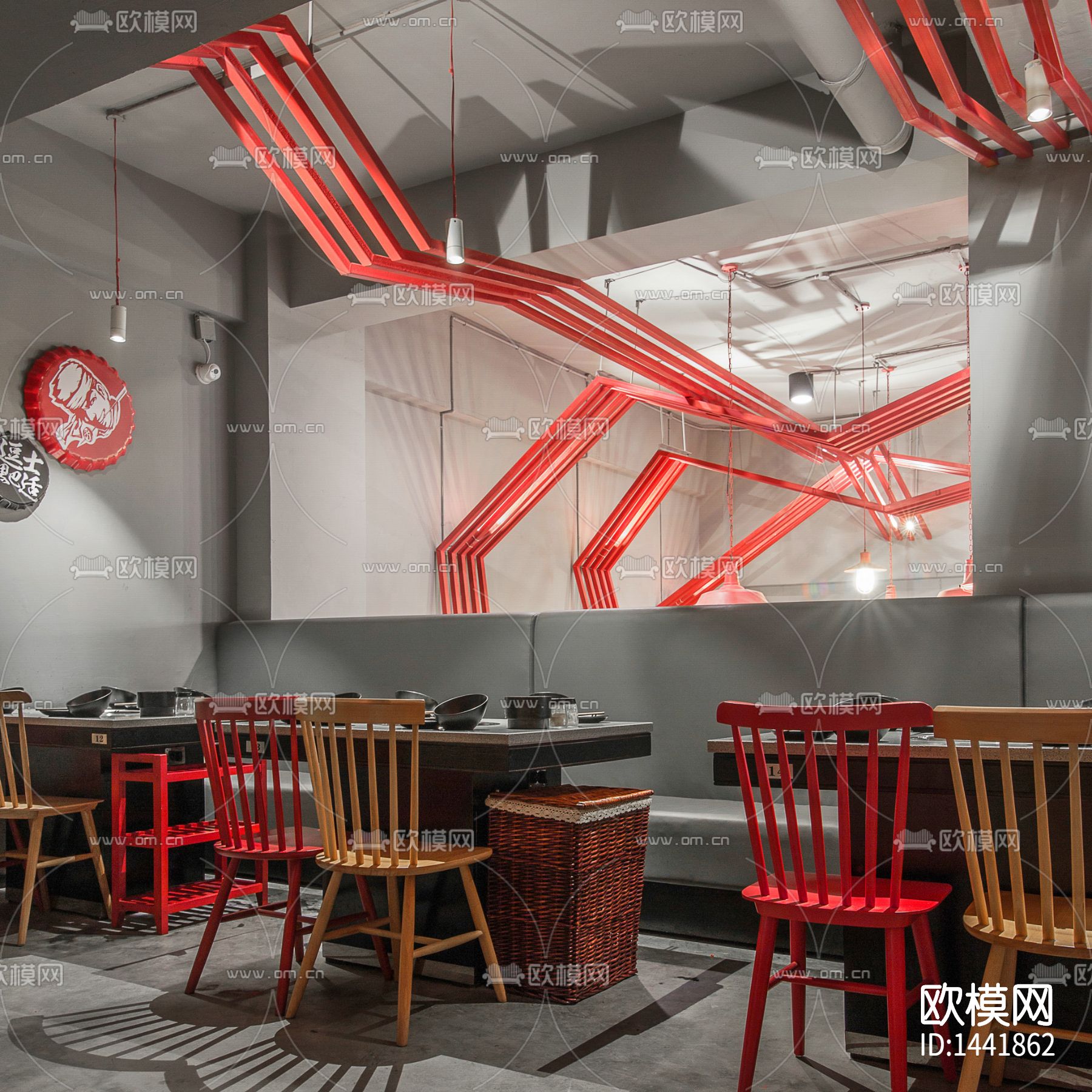 重庆逗士串串餐厅cad施工图下载（渲染图7）