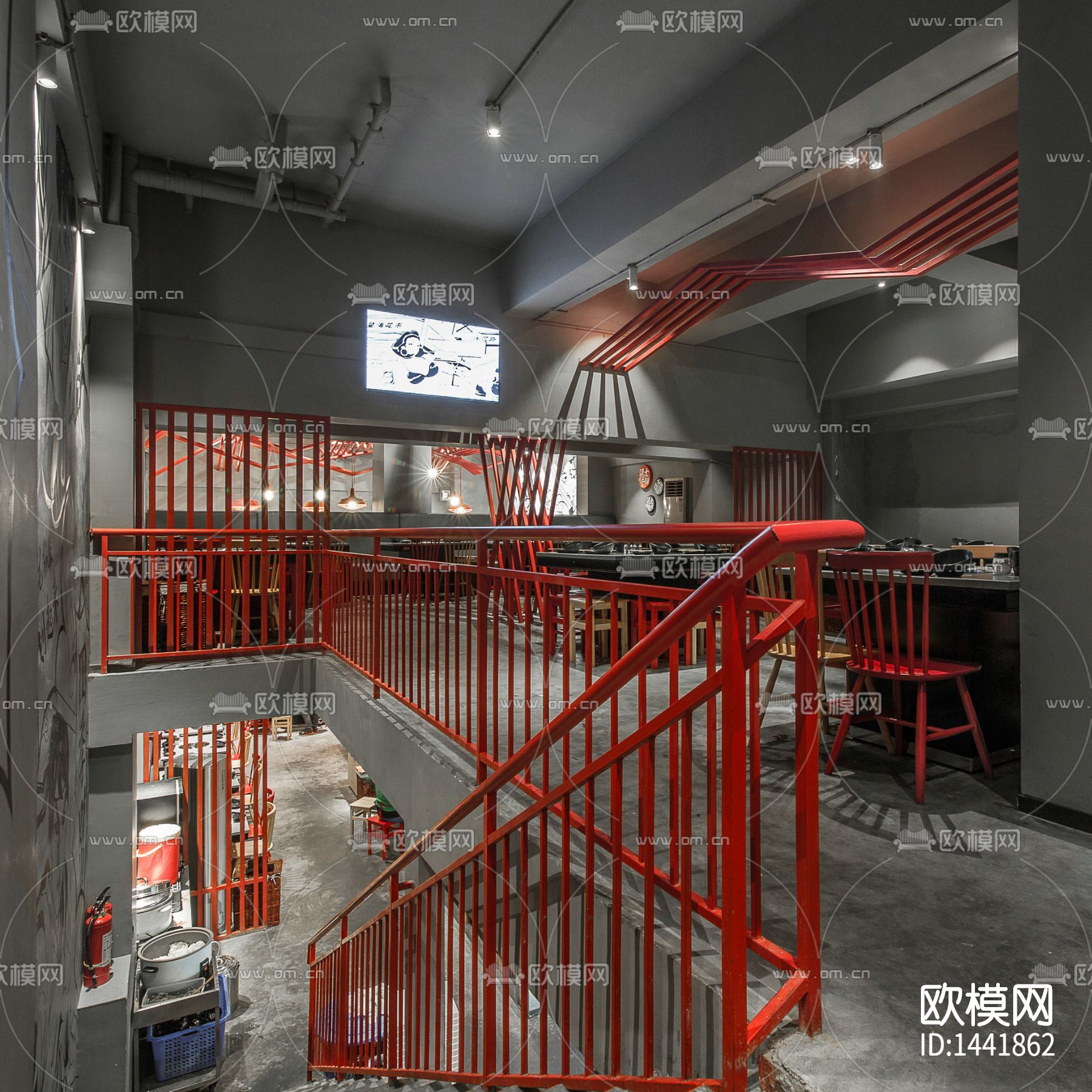 重庆逗士串串餐厅cad施工图下载（渲染图5）