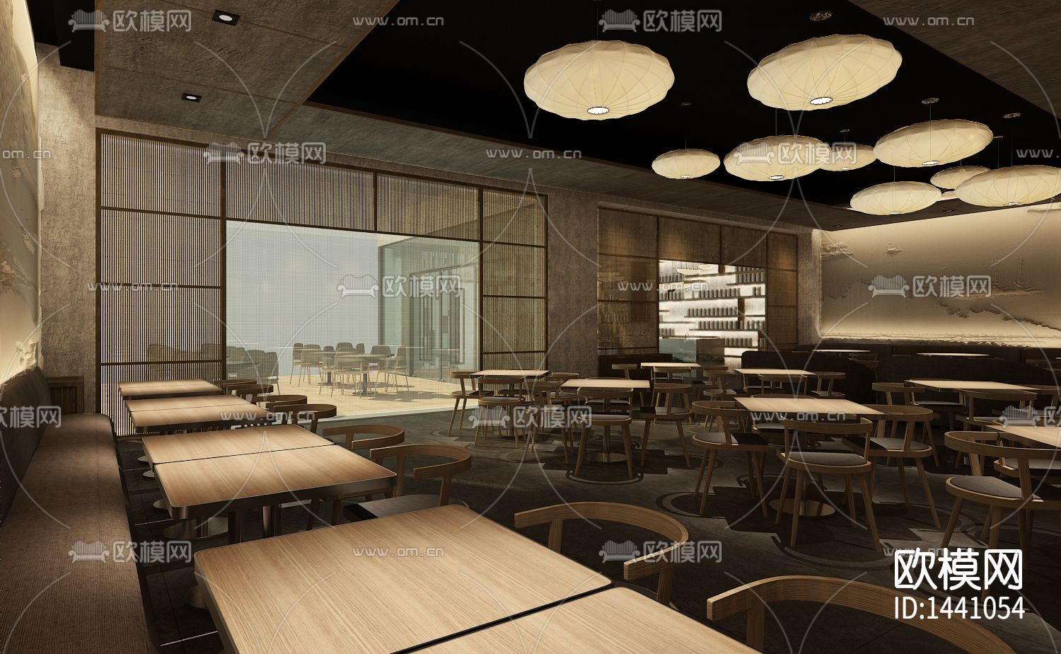 上海冶春茶社cad施工图下载（渲染图4）