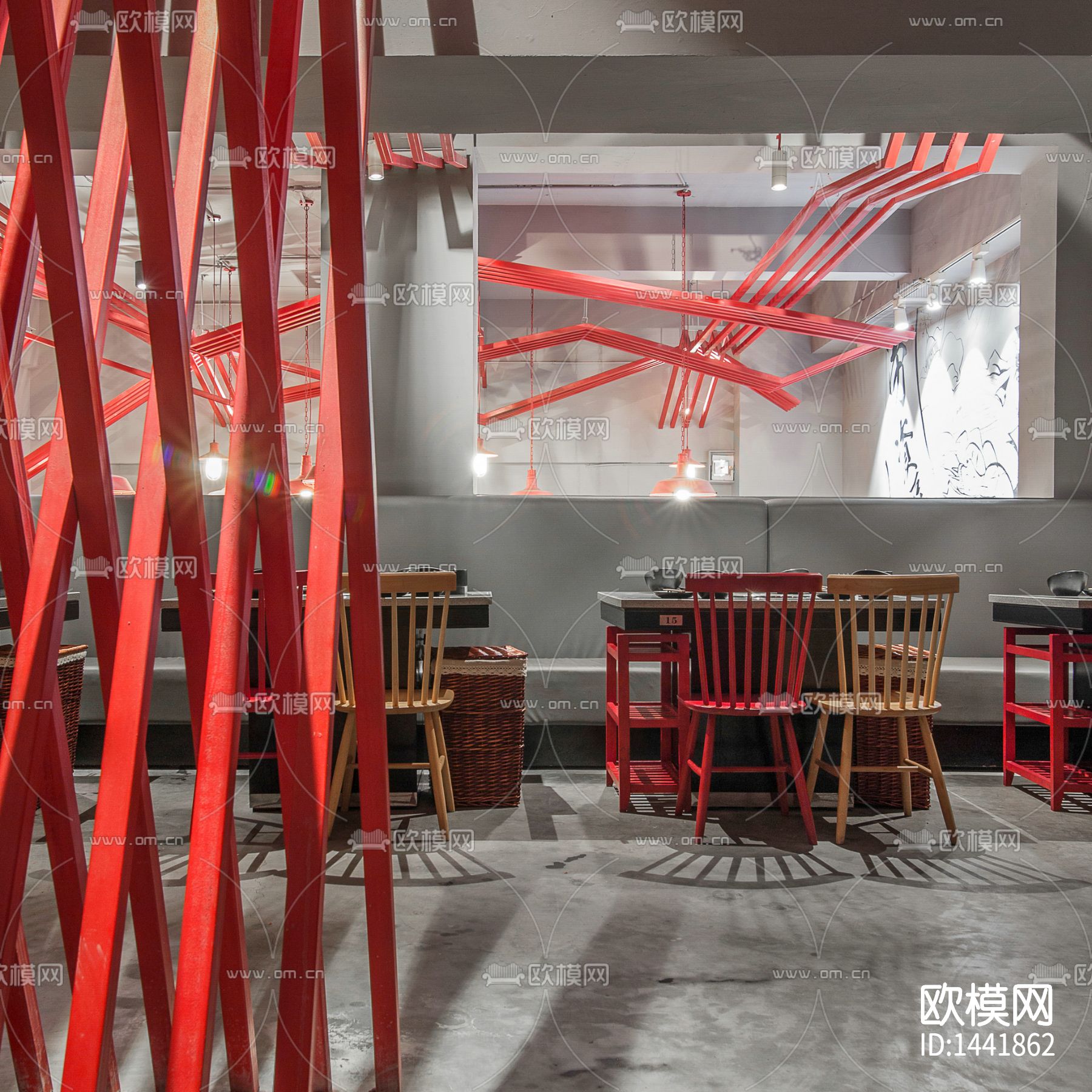 重庆逗士串串餐厅cad施工图下载（渲染图4）