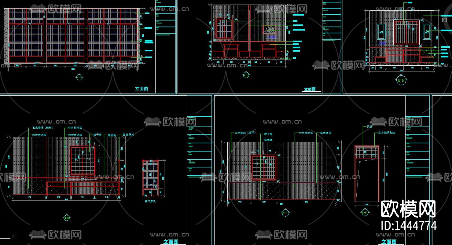 日式餐厅软装陈设cad施工图下载