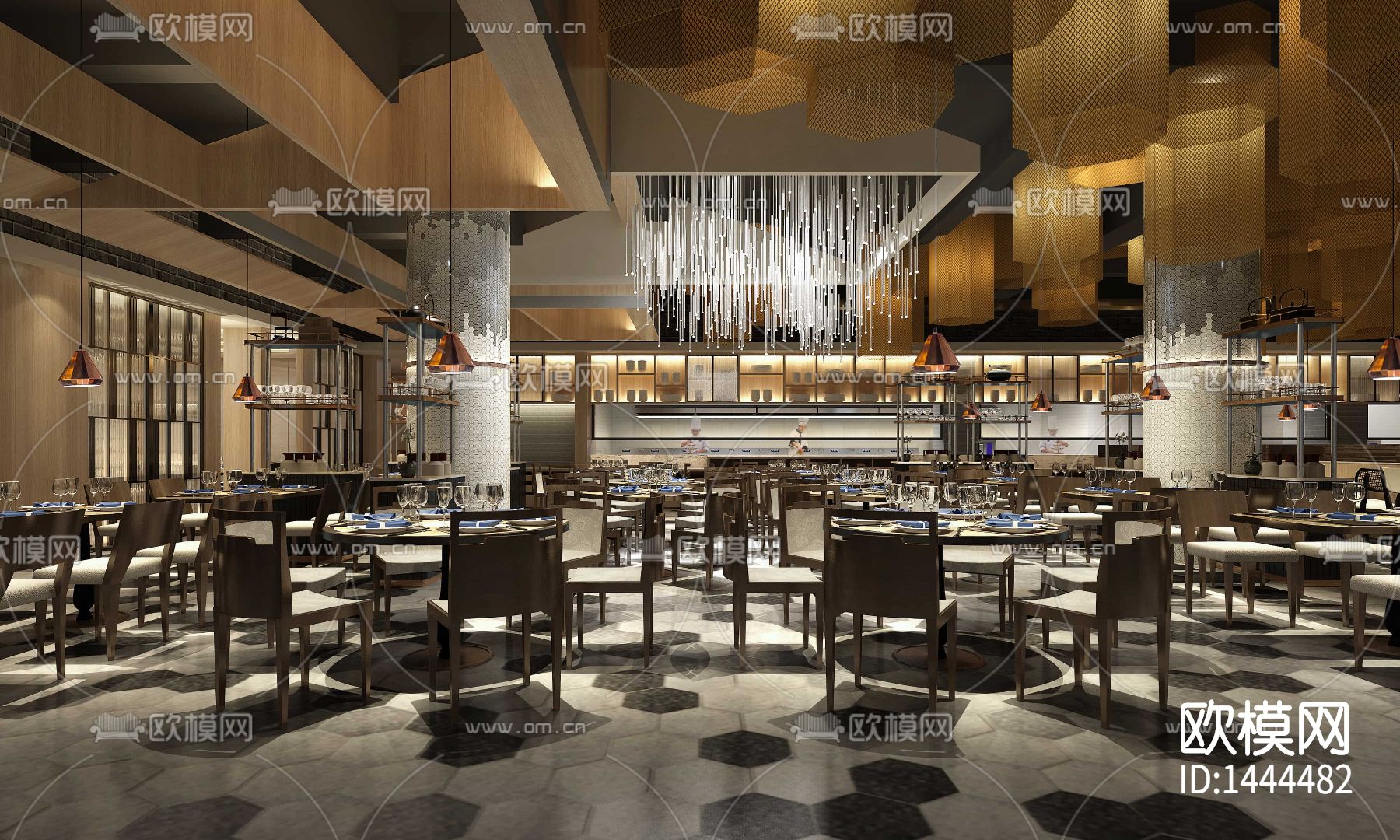 餐厅cad施工图下载（渲染图1）