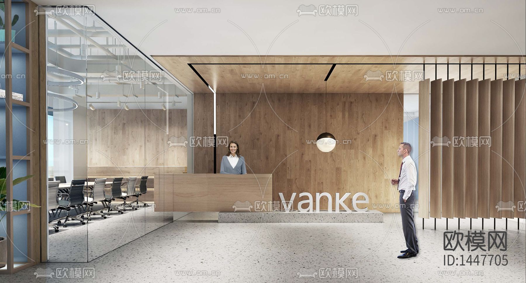 办公空间cad施工图下载（渲染图1）