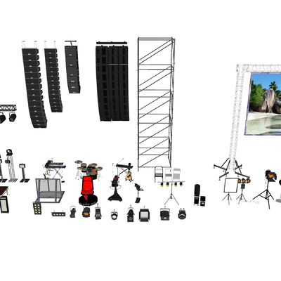  现代舞美设备su模型 