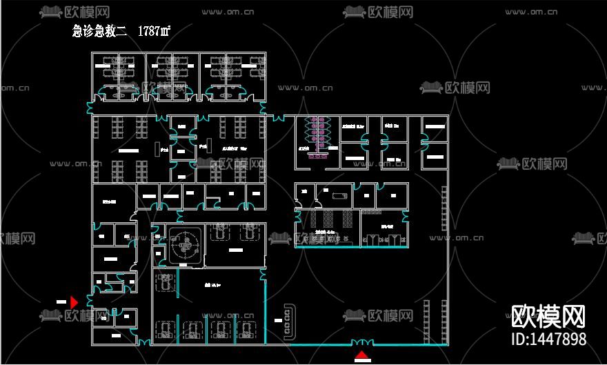 医院cad施工图下载（渲染图2）