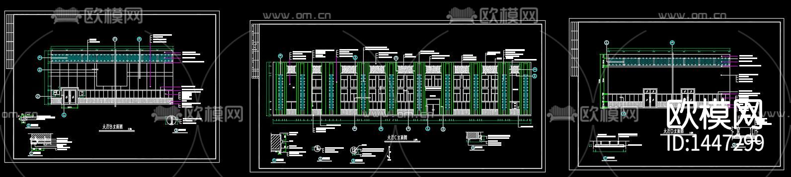 职工文化活动中心cad图纸下载（渲染图3）