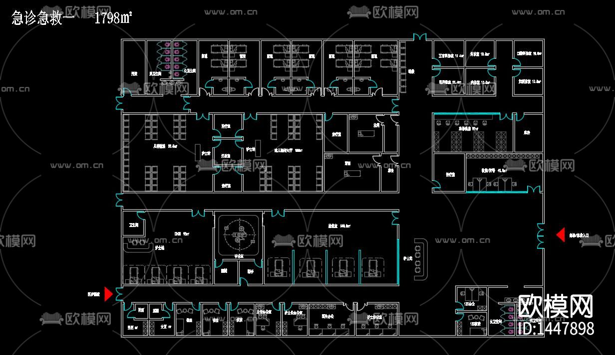 医院cad施工图下载（渲染图1）