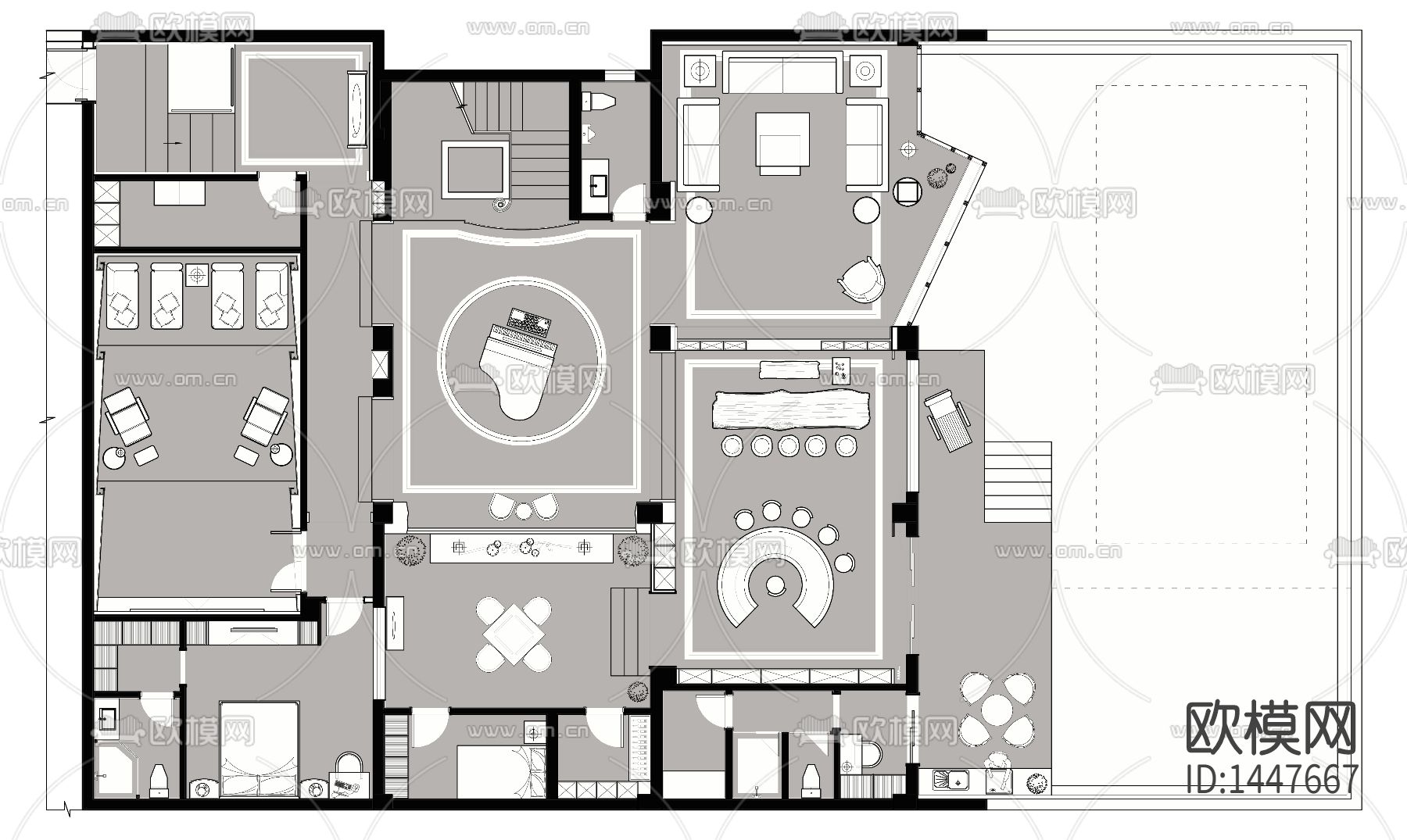 别墅样板房cad施工图下载（渲染图1）