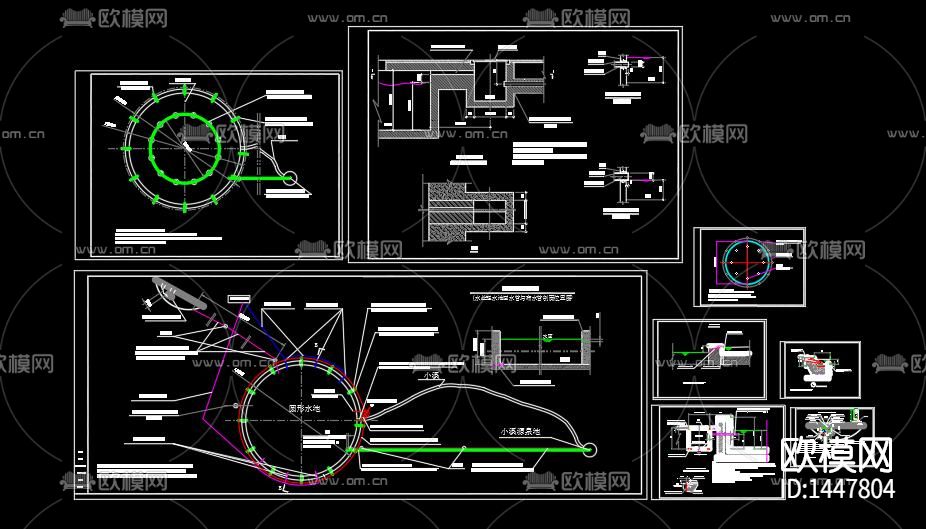 音乐喷泉设计cad大样图下载（渲染图9）