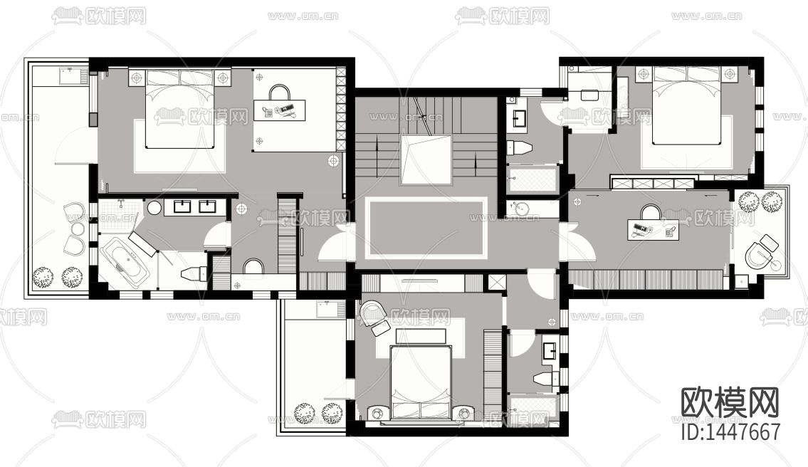 别墅样板房cad施工图下载（渲染图2）