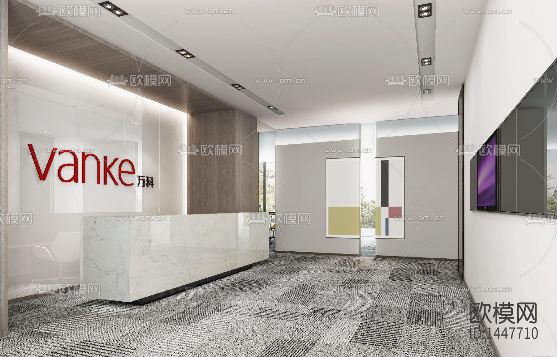 办公空间cad施工图下载（渲染图1）