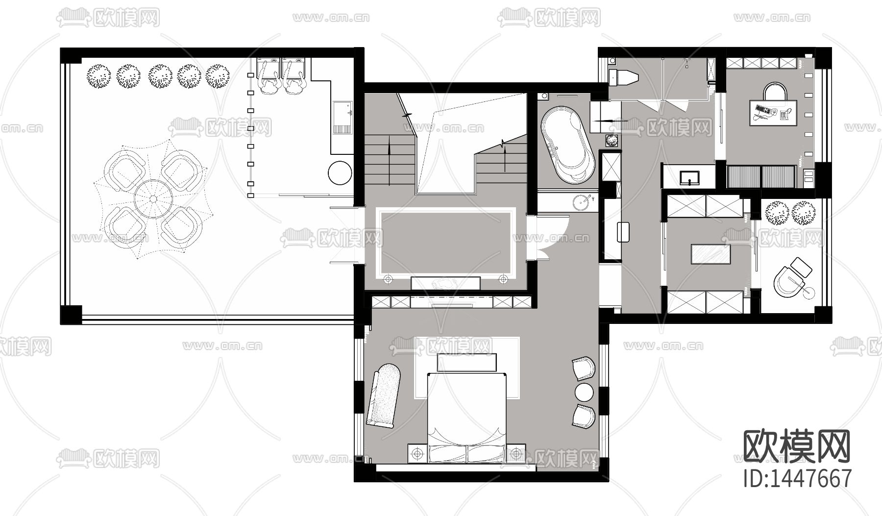 别墅样板房cad施工图下载（渲染图4）