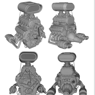  现代发动机搅拌机su模型 