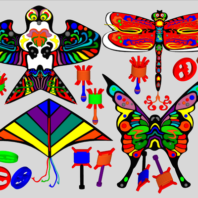  现代玩具风筝su模型 