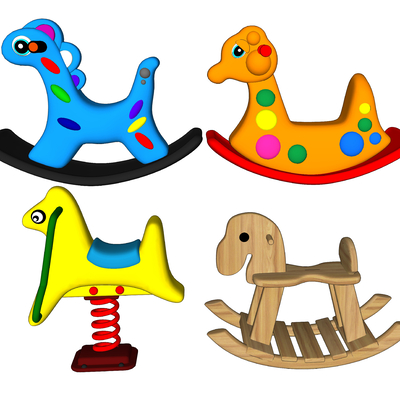  现代儿童木马摇椅su模型 