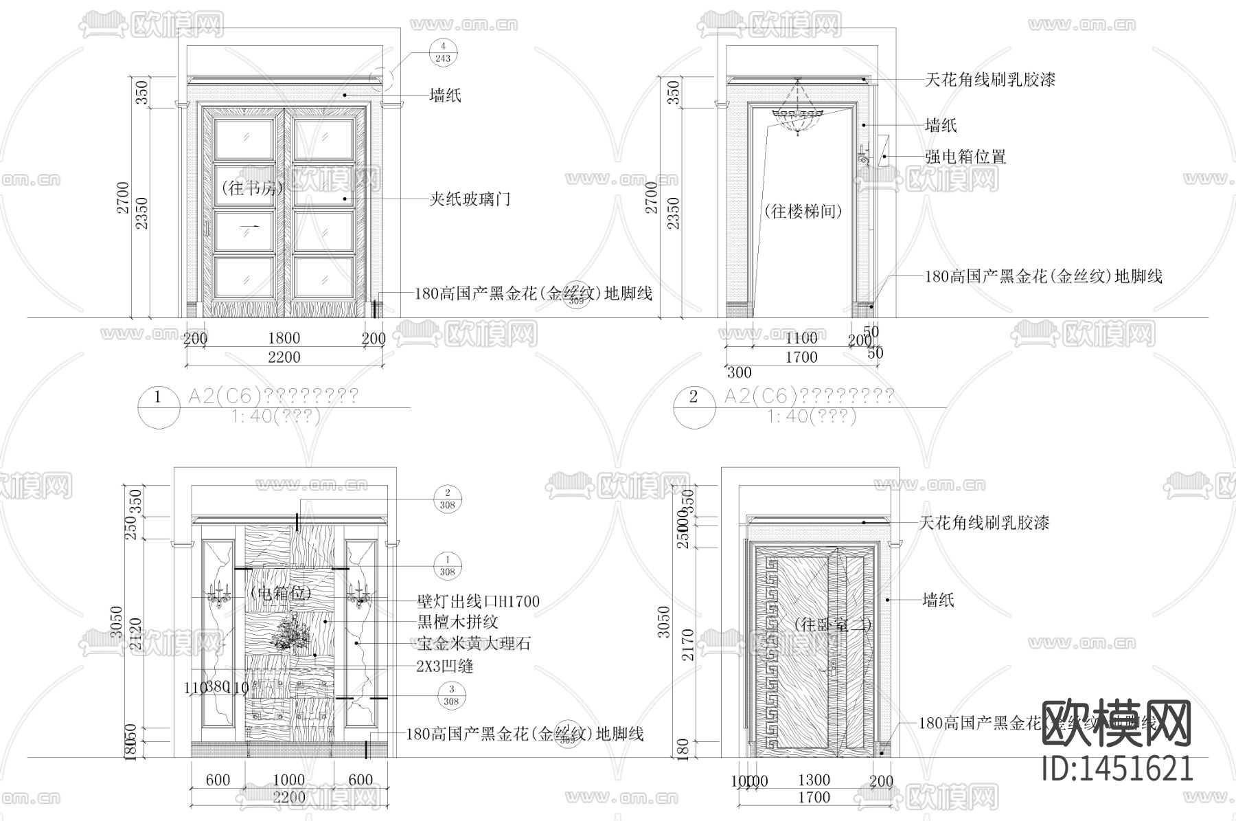 卧室过厅cad立面下载（渲染图3）