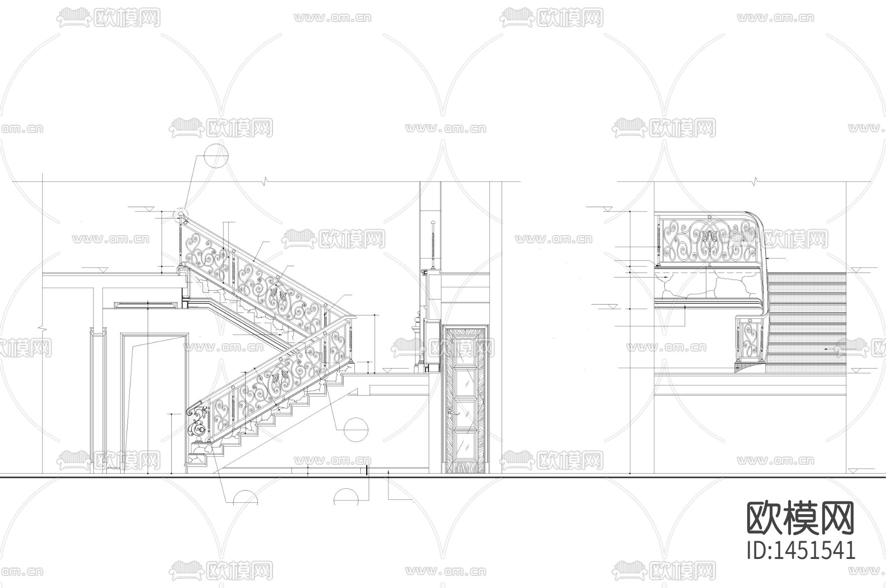 楼梯间cad平面图下载（渲染图4）