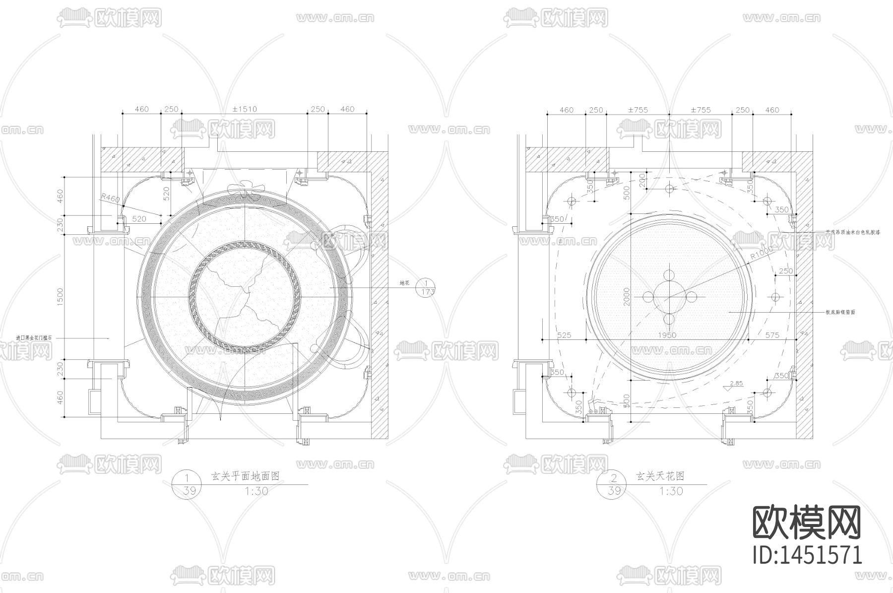 欧式新古典玄关cad立面图下载（渲染图1）