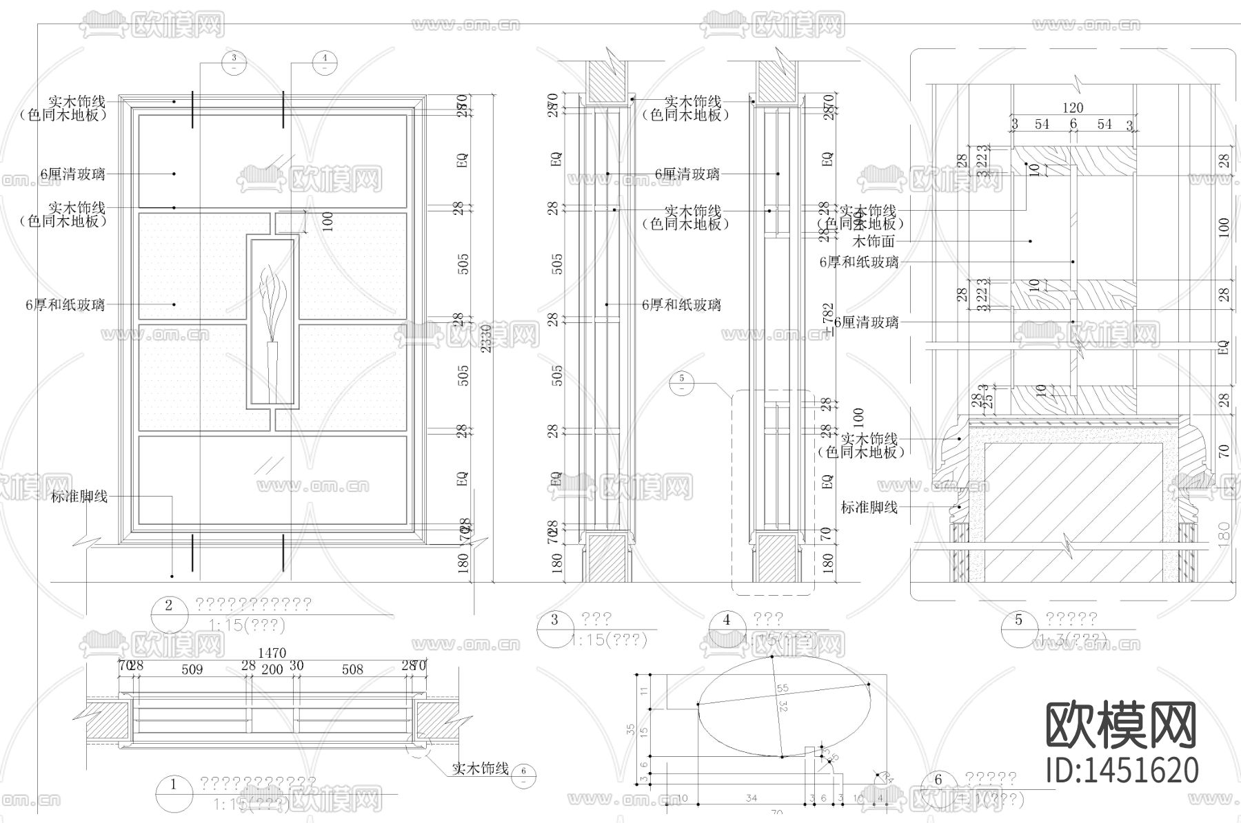 卧室墙身cad节点下载（渲染图2）
