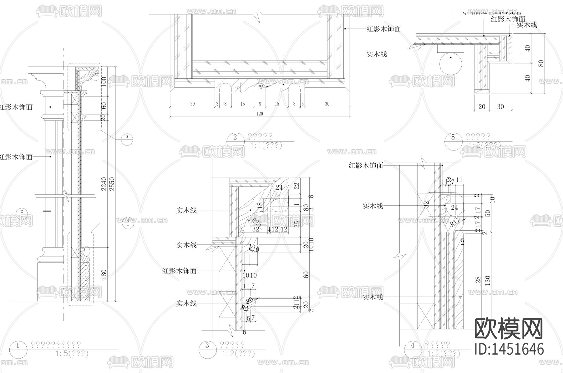 新古典主卧书柜cad大样下载（渲染图1）
