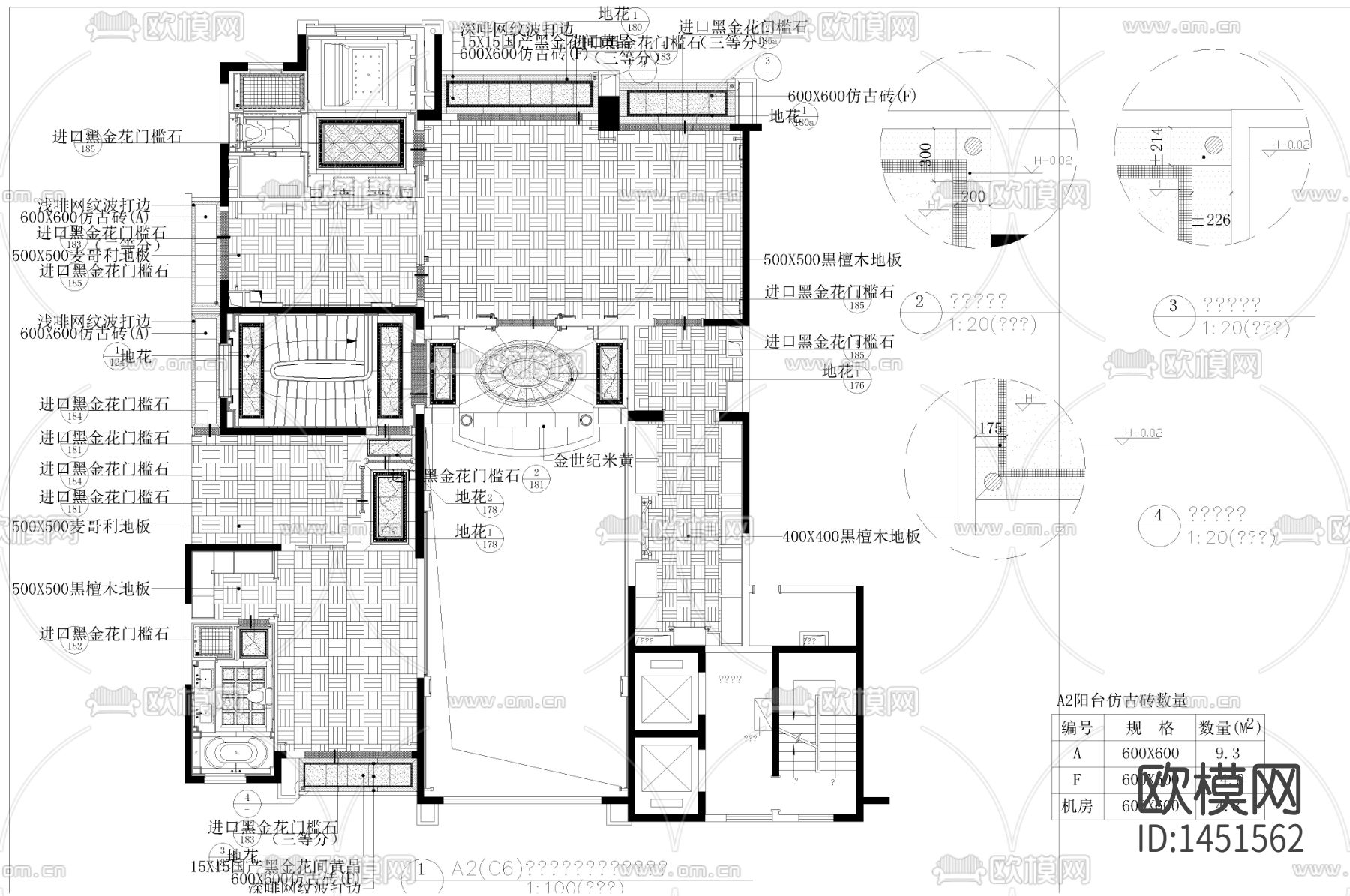 欧式新古典cad平面下载（渲染图3）