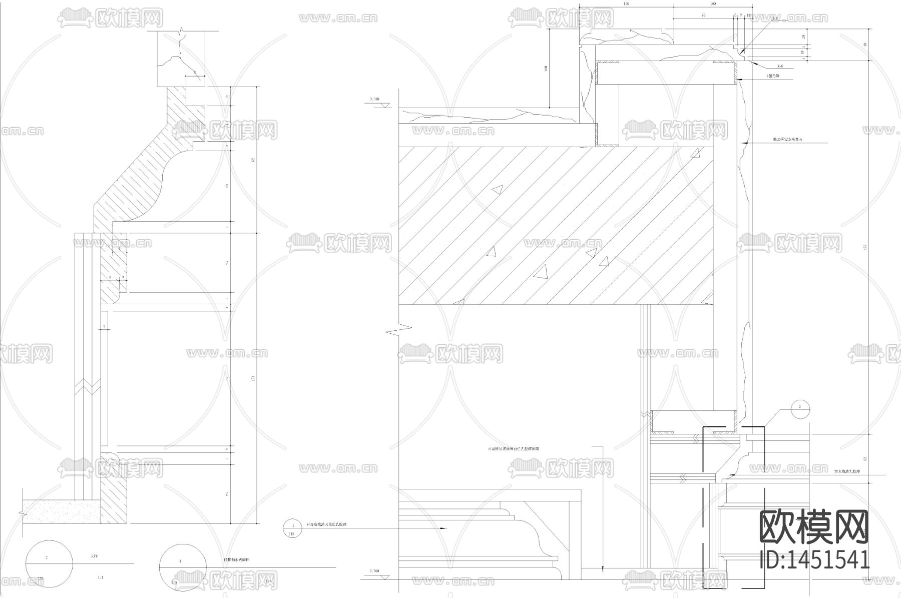 楼梯间cad平面图下载（渲染图1）