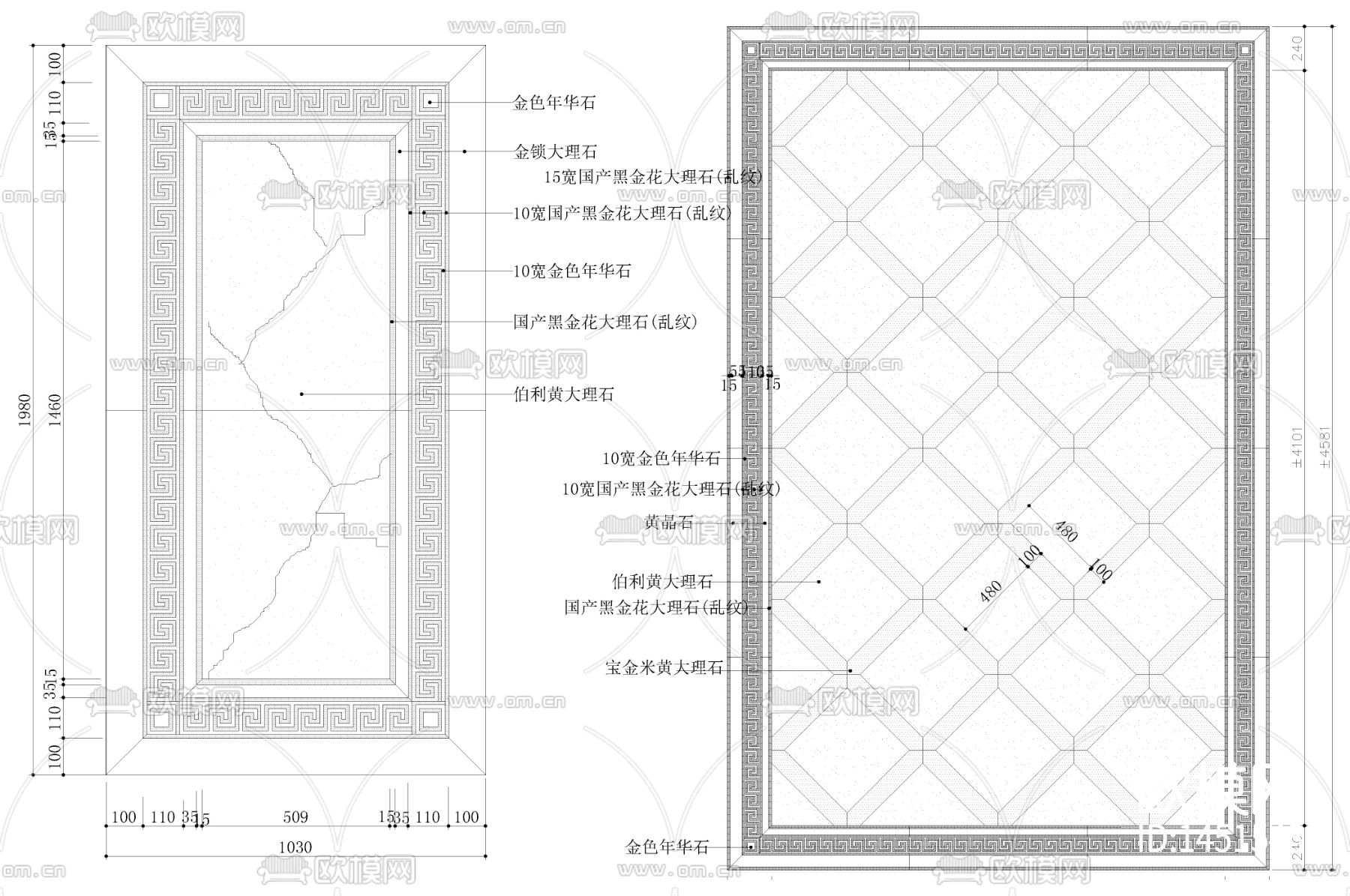 欧式地花cad大样图下载（渲染图1）