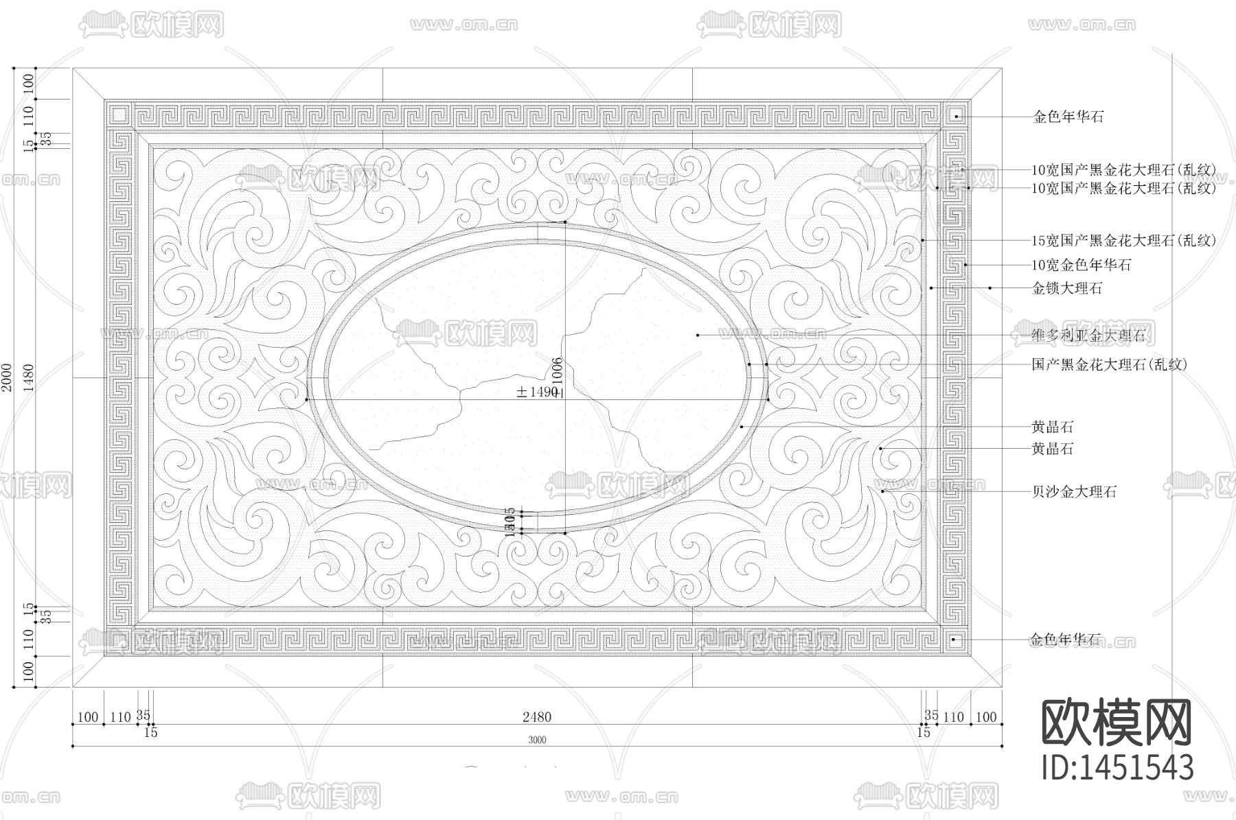 欧式地花cad大样图下载（渲染图2）