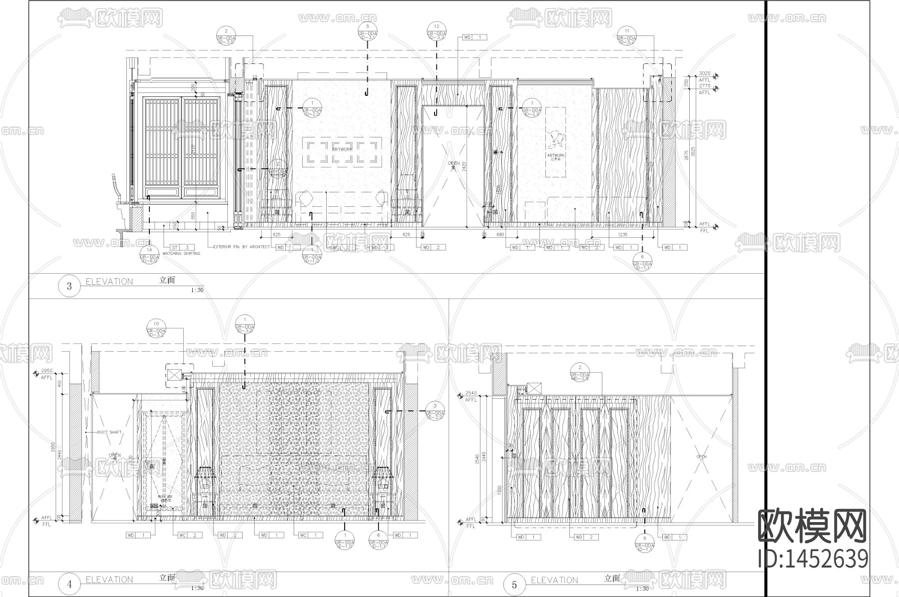 酒店客房立面cad样板图下载（渲染图3）