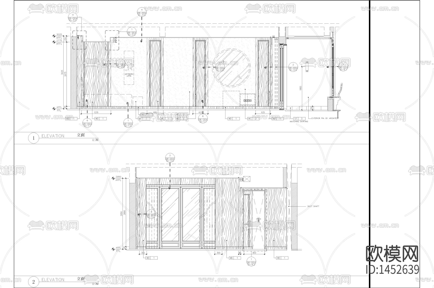 酒店客房立面cad样板图下载（渲染图1）