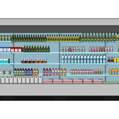  现代超市酒水饮料保鲜柜冷藏柜su模型 