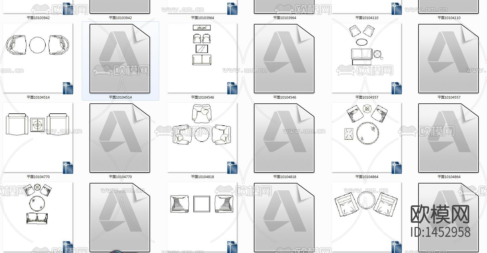 洽谈桌椅cad图库下载（渲染图1）