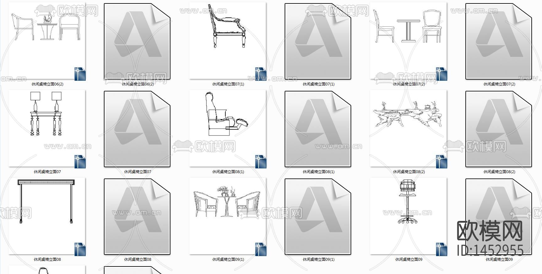 休闲桌椅cad图库下载