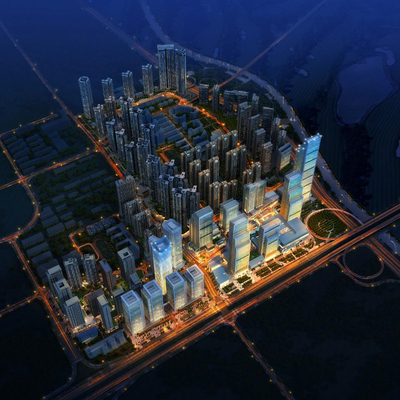  现代商业综合体鸟瞰su模型 