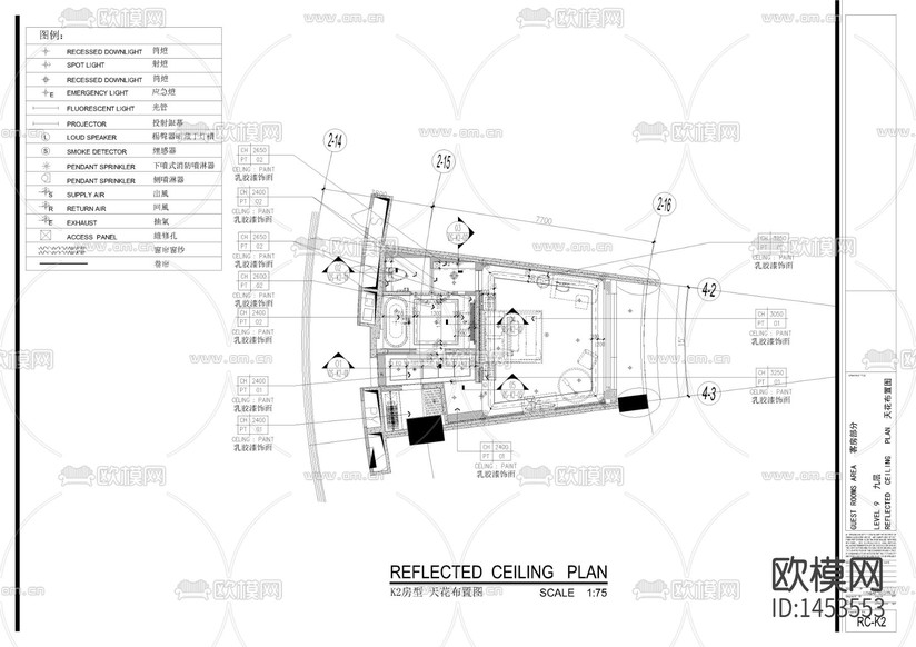 现代酒店客房样板间cad施工图下载(渲染图2)