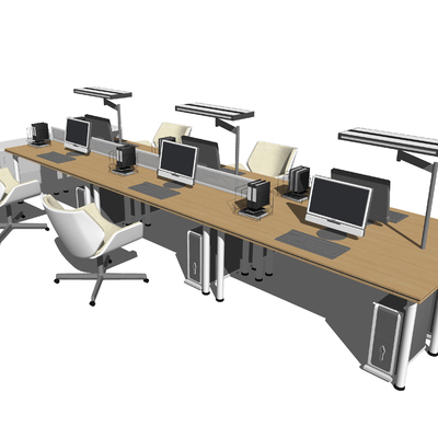  现代办公桌椅su模型 