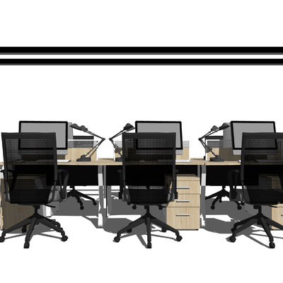  现代办公桌椅su模型 