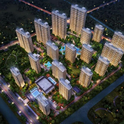  现代住宅小区别墅鸟瞰规划su模型 