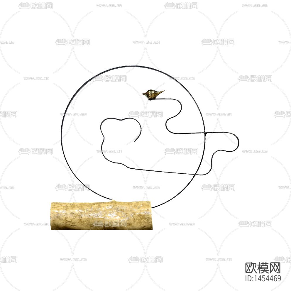 新中式禅意仿云雾铁艺摆件下载