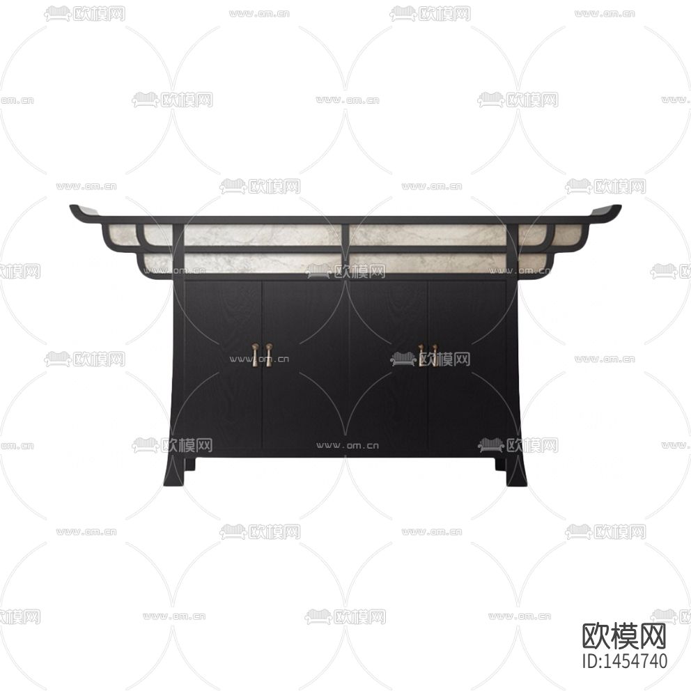 新中式禅意实木翘头案几边柜下载